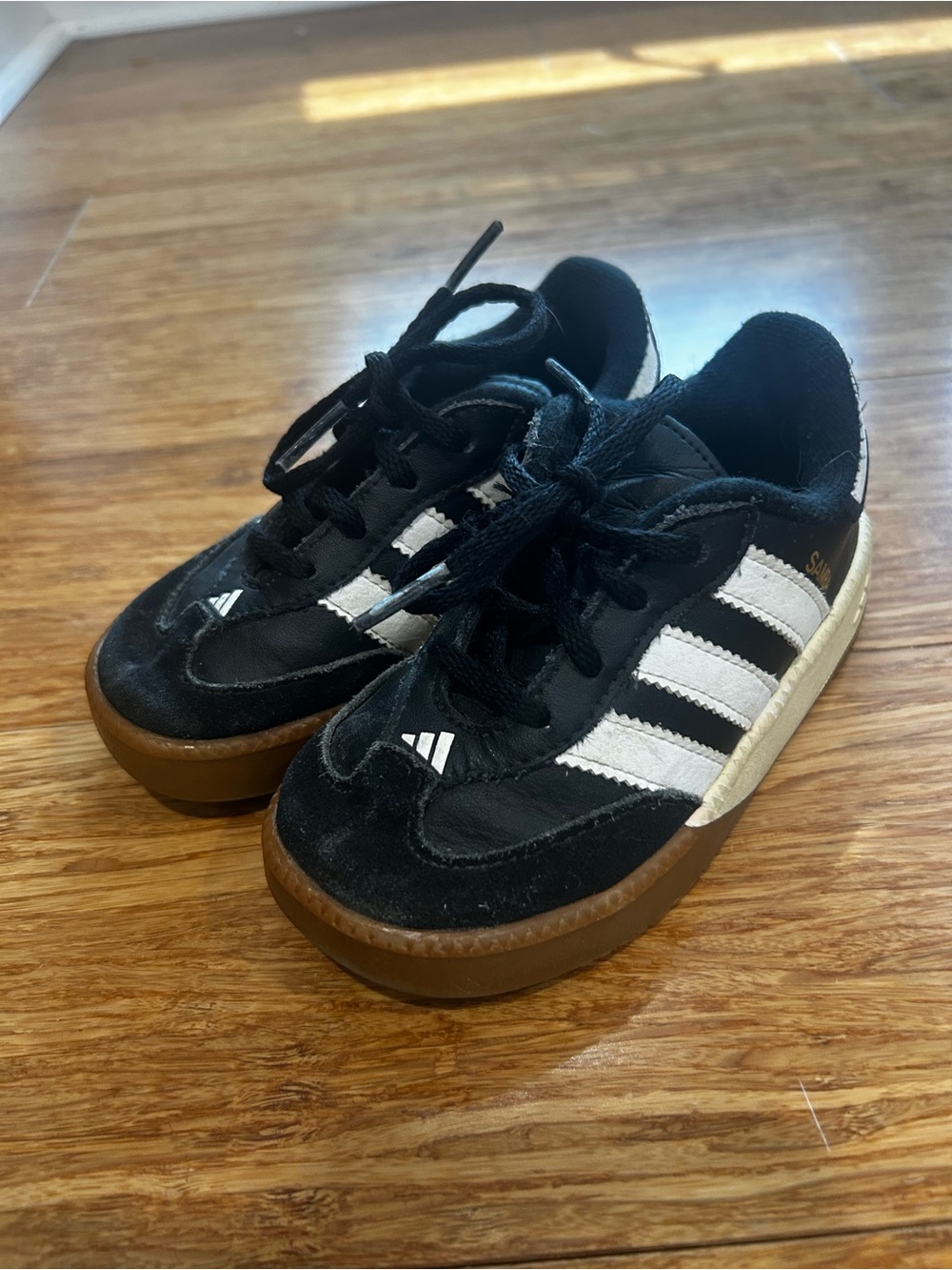 adidas Kids Black and White Samba-Style Sneakers